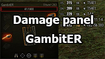Damage panel with a detailed log "GambitER" for World of Tanks 1.24.1.0
