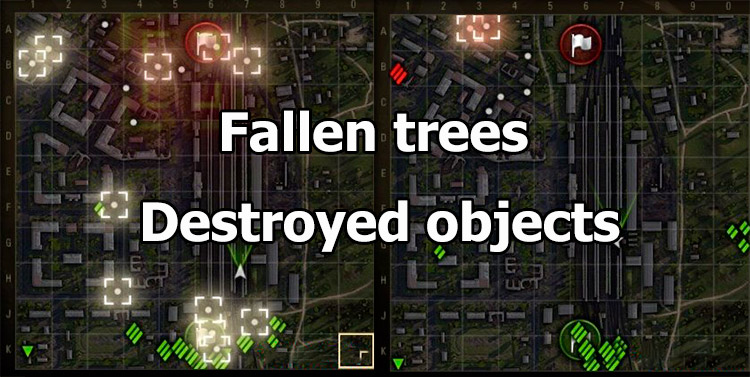 Mod "Fallen trees and destroyed objects" for World of Tanks 1.18.0.3