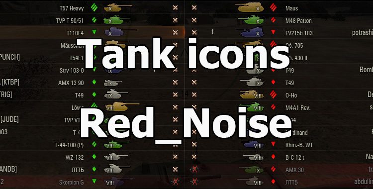 Contour colored icons of tanks from Red_Noise for WOT 1.27.1.0