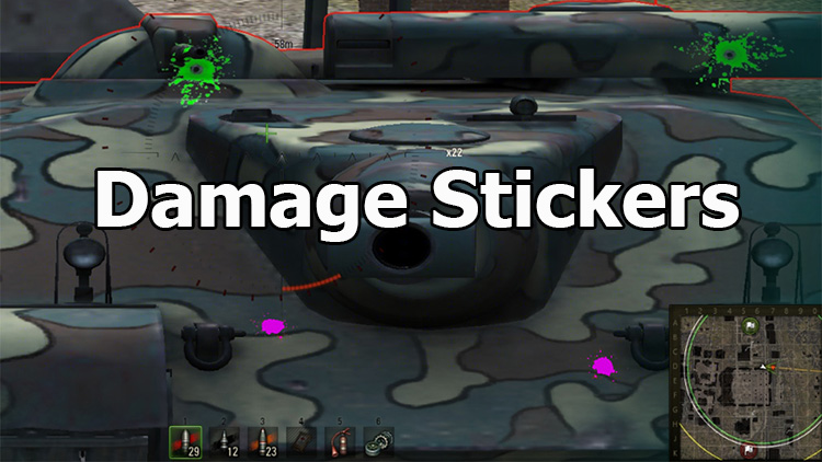 Colored decals from shell hits (Damage Stickers) for WOT 1.24.1.0