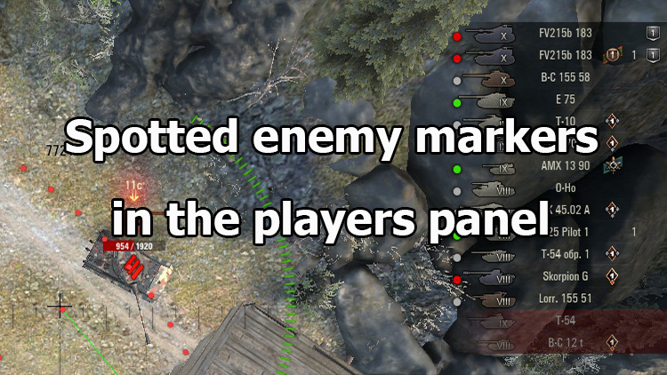 Mod "Spotted Enemy Markers In Players Panel" For WOT 1.9.1.2