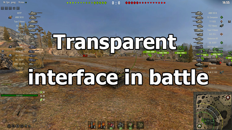 Transparent interface in battle for World of Tanks 1.24.1.0