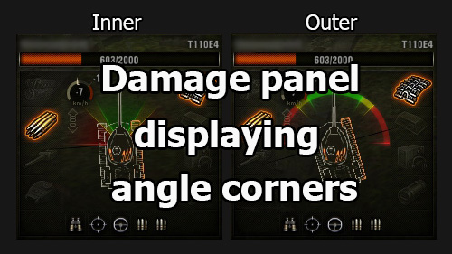 Damage panel displaying angle corners for World of Tanks 1.15.0.2